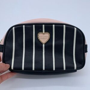 Betsey Johnson Black and White Striped Bag with Pink Heart